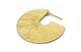 Geometric Earring Findings, 2 Raw Brass Semi Circle Textured Earring Findings  (35x35x0.7mm) E256