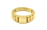 Brass Rectangle Ring, 3 Raw Brass Textured Ring Rectangle Settings (19mm) E263