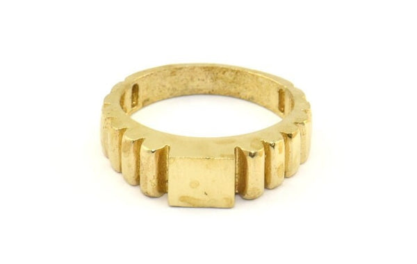 Brass Rectangle Ring, 3 Raw Brass Textured Ring Rectangle Settings (19mm) E263