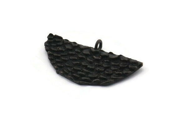 Siyah Yarım Ay, 3 Oksitlenmiş Siyah Pirinç Denizkızı Yarım Daire Kolye, 1 Halka (31x14x1,8 mm) E269