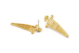 Earring Studs, 2 Gold Plated Brass - Gold Earrings - Earring Findings (33x14x1.2mm) N1665