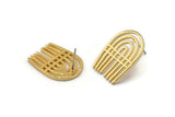 Earring Studs, 2 Gold Plated Brass - Gold Earrings - Earring Findings (24x17x1.5mm) N1666