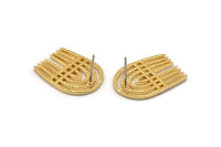Earring Studs, 2 Gold Plated Brass - Gold Earrings - Earring Findings (24x17x1.5mm) N1666