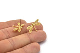 Gold Dragonfly Earring, 4 Gold Plated Brass Dragonfly Stud Earrings (21x14mm) N1668 H1579