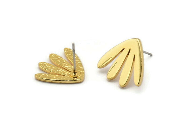 Earring Studs, 2 Gold Plated Brass - Gold Earring Findings - Gold Earrings - Earrings (15x16x1.5mm) N1638 H0887