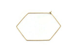 Brass Hexagon Earring, 12 Raw Brass Wire Hexagon Earring Charms, Pendants, Findings (51x0.7mm) E301