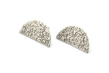 Silver Moon Earring, 4 Antique Silver Plated Brass Half Moon Stud Earrings With 1 Hole (25x12x0.60mm) D0794 A1927
