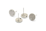 Silver Round Earring, 6 Textured Antique Silver Plated Brass Round Stud Earrings With 1 Hole, Stamping Tags (10x1mm) D1377 A1835