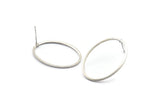 Silver Oval Earring, 6 Antique Silver Plated Brass Oval Stud Earrings (28x21x1mm) A1706 A1938