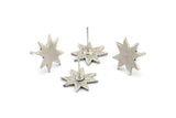 Silver Star Earring, 4 Antique Silver Plated Brass Star Stud Earrings (13x1.2mm) N1538