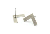 Silver Letter Earring, 8 Antique Silver Plated Brass V Shape Stud Earrings (12x19x0.60mm) D1008 A1828