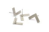 Silver Letter Earring, 8 Antique Silver Plated Brass V Shape Stud Earrings (12x19x0.60mm) D1008 A1828