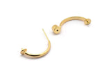 Gold Earring Wire, 4 Gold Plated Brass Earring Studs Setting for Pearl, Jewelry Findings (28mm) Q0823