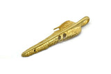 Feather Necklace Supply, 3 Raw Brass Feather Charms, Feather Pendants (50mm) N0177