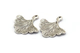 Ginkgo Yaprağı Kolye, 4 Antik Gümüş Kaplama Pirinç Yaprak Tılsımı (26x25mm) N0393 H0129