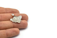 Ginkgo Yaprağı Kolye, 4 Antik Gümüş Kaplama Pirinç Yaprak Tılsımı (26x25mm) N0393 H0129