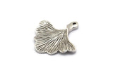 Ginkgo Yaprağı Kolye, 2 Antik Gümüş Kaplama Pirinç Yaprak Tılsımı (26x25mm) N0393 H0129