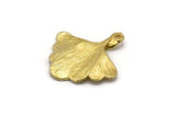 Gingko Leaf Pendant, Raw Brass Leaf Charms (26x25mm) N0393