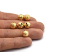 Gold Ball Bead, 6 Gold Plated Brass Spacer Beads, Findings (10mm) D967