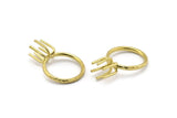 Claw Ring Blank - 5 Raw Brass 6 Claw Ring Blanks For Natural Stones N0103-18