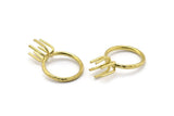 Claw Ring Blank - Raw Brass 6 Claw Ring Blanks For Natural Stones N0103-18