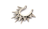 Silver Sunny Pendant, 5 Antique Silver Plated Brass Sunny Ethnic Pendants With 2 Loops, Findings, Charms (24x24x2.5mm) BS 2054 H0618