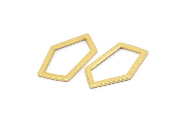 Gold Geometric Charm, 4 Gold Plated Brass Pentagonal Charms Without Hole, Earrings, Findings (28x16x1mm) D0766 Q0745