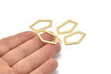 Gold Geometric Charm, 4 Gold Plated Brass Pentagonal Charms Without Hole, Earrings, Findings (28x16x1mm) D0766 Q0745