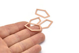 Rose Gold Geometric Charm, 4 Rose Gold Plated Brass Pentagonal Charms Without Hole, Earrings, Findings (28x16x1mm) D0766 Q0745