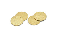 Brass Round Tag, 12 Raw Brass Textured Round Stamping Blanks With 1 Hole, Charms, Pendants, Findings (21x1mm) D0763