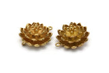 Brass Flower Charm, 2 Raw Brass Flower Charms With 2 Loops, Findings (18x10mm) N1231