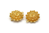 Gold Flower Charm,  Gold Plated Brass Flower Charms With 2 Loops, Findings (18x10mm) N1231