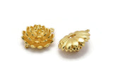 Gold Flower Charm,  Gold Plated Brass Flower Charms With 2 Loops, Findings (18x10mm) N1231