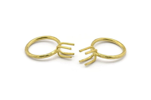 Claw Ring Setting, Raw Brass Claw Ring Blanks With 4 Claws For Natural Stones N0102-16.5