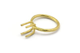 Claw Ring Setting, Raw Brass Claw Ring Blanks With 4 Claws For Natural Stones N0102-17.5