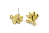 Earring Studs, 6 Raw Brass - Brass Lotus Flower Earrings - Earring Findings (15x13mm) N1718