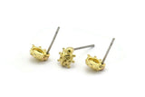 Brass Ladybug Earring, 12 Raw Brass Ladybug Stud Earrings (7mm) N1178