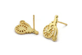 Gold Bicycle Earring, 4 Gold Plated Brass Bicycle Stud Earrings (14x11mm) N1220