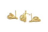 Gold Bicycle Earring, 4 Gold Plated Brass Bicycle Stud Earrings (14x11mm) N1220