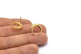 Altın Ay Küpe, 2 Altın Kaplama Pirinç Hilal Ay Küpe (14x3x2mm) N1598