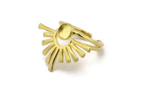 Brass Ring Setting, Raw Brass Adjustable Rings With 1 Stone Settings - Pad Size 6mm N1279