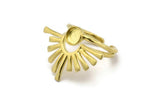 Brass Ring Setting, 2 Raw Brass Adjustable Rings With 1 Stone Settings - Pad Size 6mm N1279