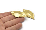 Brass Leaf Charm, 12 Raw Brass Leaf Charms With 1 Hole, Earrings, Findings, Pendants (53x23x0.40mm) D0770