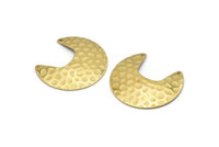Brass Moon Charm, 8 Raw Brass Textured Moon Shaped Connectors With 2 Holes, Pendants, Findings (33x30x0.60mm) D0767