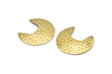 Brass Moon Charm, 8 Raw Brass Textured Moon Shaped Connectors With 2 Holes, Pendants, Findings (33x30x0.60mm) D0767
