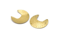 Brass Moon Charm, 8 Raw Brass Textured Moon Shaped Connectors With 2 Holes, Pendants, Findings (33x30x0.60mm) D0767