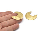 Brass Moon Charm, 8 Raw Brass Textured Moon Shaped Connectors With 2 Holes, Pendants, Findings (33x30x0.60mm) D0767