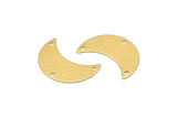 Brass Moon Charm, 10 Raw Brass Moon Charms with 3 Holes, Pendants (22x10x0.50mm) D0782