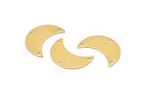 Brass Moon Charm, 10 Raw Brass Moon Charms with 3 Holes, Pendants (22x10x0.50mm) D0782
