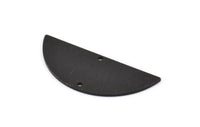Black Half Moon, 4 Textured Oxidized Black Brass Semi Circle Blanks With 2 Holes (39x15x1mm) D0800 H0773